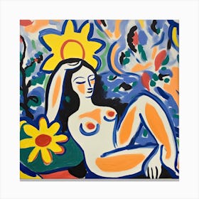 Woman Sun Bathing, Botanical, The Matisse Inspired Art Collection Canvas Print