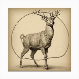 Deer In A Circle 1 Canvas Print