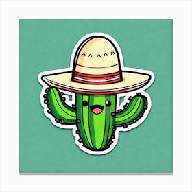 Mexico Cactus With Mexican Hat Sticker 2d Cute Fantasy Dreamy Vector Illustration 2d Flat Cen (15) Canvas Print