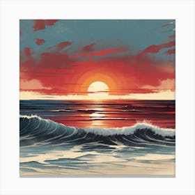 Sunset Over The Ocean Canvas Print Canvas Print