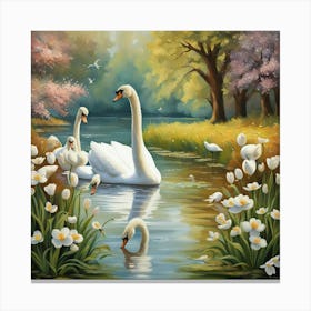 By River Swans1 Canvas Print