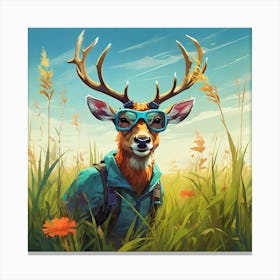 Deer In The Grass 3 Canvas Print