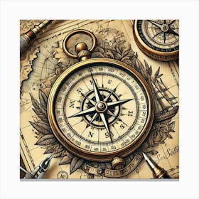 Tattoo Compass 3 Canvas Print