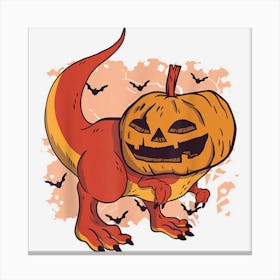 Halloween Pumpkin Dinosaur Canvas Print