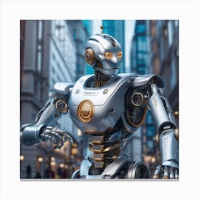 Robot In The City 45 Canvas Print