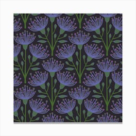 AUSTRALIAN EUCALYPTUS Floral Botanical in Very Peri Purple Green Charcoal Brown Canvas Print