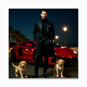 Man With Dogs 1 Canvas Print