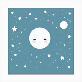 Sweet Moon and Stars Baby Nuersery Canvas Print