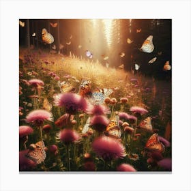 Butterflies On A Meadow Canvas Print