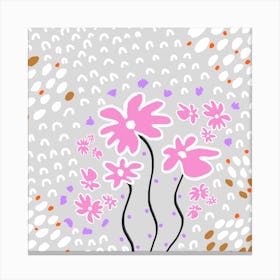 Flowers In A Vase Flower Print Doodle Pattern Floral Canvas Print