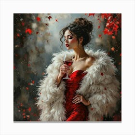 Woman In Red Dress Canvas Print