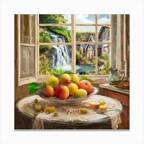 Waterfall By The Window Canvas Print