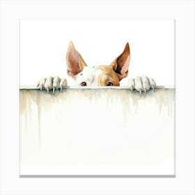 Dog Peeking Over The Wall 8 Canvas Print