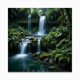 Waterfall In The Jungle 72 Canvas Print