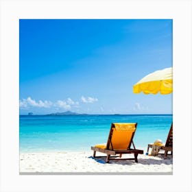 Relax Lounge Dream Ocean Beach Chair Idylli Holiday Rest Swim Shore Paradise Shoreline B (26) Canvas Print