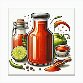 Hot Sauce Isolated On White Canvas Print