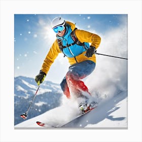 Skier In The Snow Canvas Print