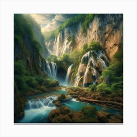 Waterfalls In The Forest Canvas Print