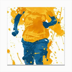 Runner In Blue And Yellow Canvas Print