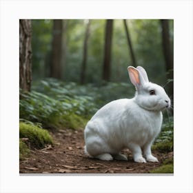 White Rabbit In The Forest Canvas Print