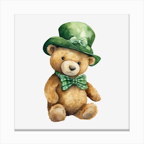 St Patrick'S Day Teddy Bear 3 Canvas Print