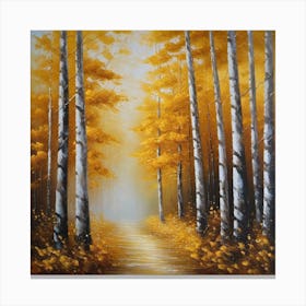 Birch Trees In Autumn Canvas Print