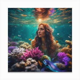 Mermaid in the sea Canvas Print