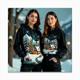 Two Women In Winter Canvas Print