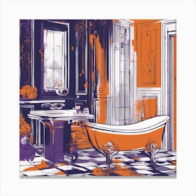 Drew Illustration Of Bath On Chair In Bright Colors, Vector Ilustracije, In The Style Of Dark Navy A Canvas Print
