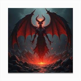 Demon Soul Rising From A Pit Of Glowing Black Magic 1 Canvas Print