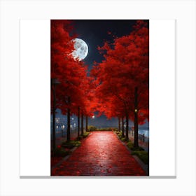 Red Leaves At Night Canvas Print