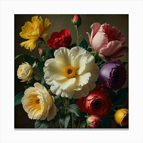 Peonies In A Vase 2 Canvas Print