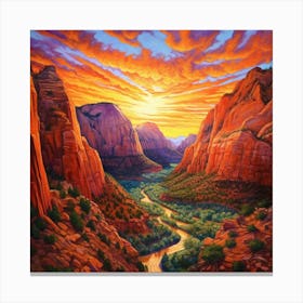 Sunset In Zion 14 Canvas Print