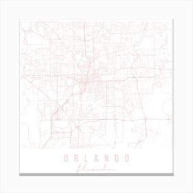 Orlando Florida Light Pink Minimal Street Map Square Canvas Print