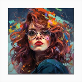 Girl With Glasses Canvas Print