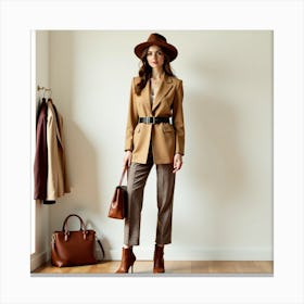 Woman In A Tan Suit Toile