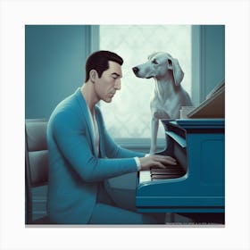 Piano Player And Dog Canvas Print