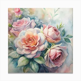 Watercolor Roses 3 Canvas Print