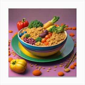 Bowl Of Cereal and Vegetables Canvas Print