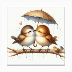 Birds In The Rain 2 Canvas Print