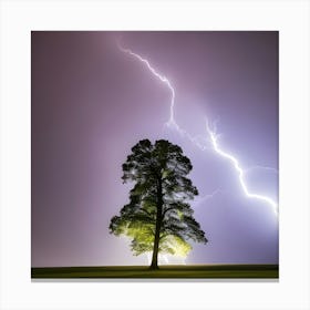 Lightning Over A Tree Canvas Print