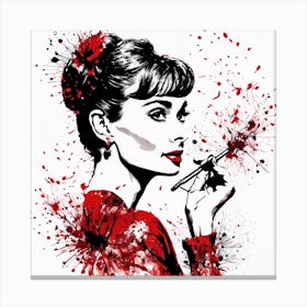 Audrey Hepburn Portrait Painting (4) Canvas Print