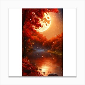 Full Moon Over The River Canvas Print