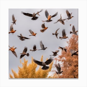 Pigeons In Flight Canvas Print