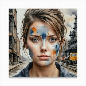 Girl With Paint On Her Face 1 Canvas Print