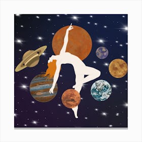 Woman dancing with the universe Canvas Print