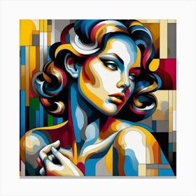 Woman With Colorful Hair Canvas Print
