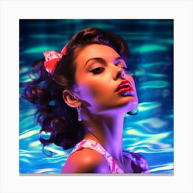 Pinup Girl In Water Canvas Print