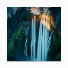 Waterfall At Sunset 1 Canvas Print