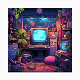 Video Game Art - Computer Room Canvas Print